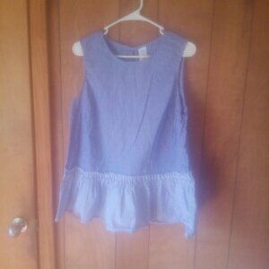 time and tru womens sleeveless blue white striped pullover top size XL